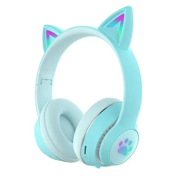 L550 Ασύρματα Over Ear Ακουστικά Cat Ear BT5.0 OEM / Γαλάζιο