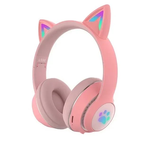 L550 Ασύρματα Over Ear Ακουστικά Cat Ear BT5.0 OEM / Ροζ