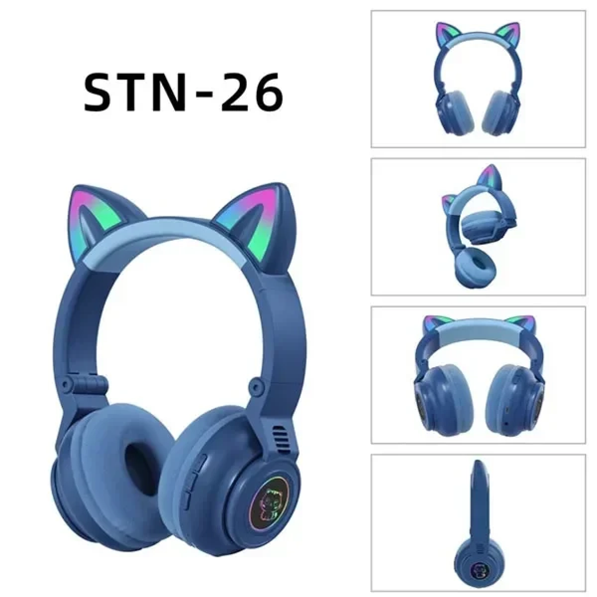 STN26 Ακουστικό LED Bluetooth Cat Ears Wireless OEM / Μπλε - Image 3