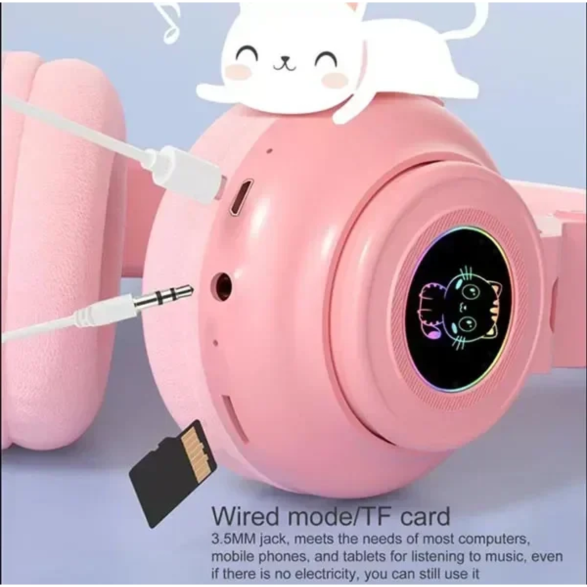 STN26 Ακουστικό LED Bluetooth Cat Ears Wireless OEM / Ροζ - Image 2