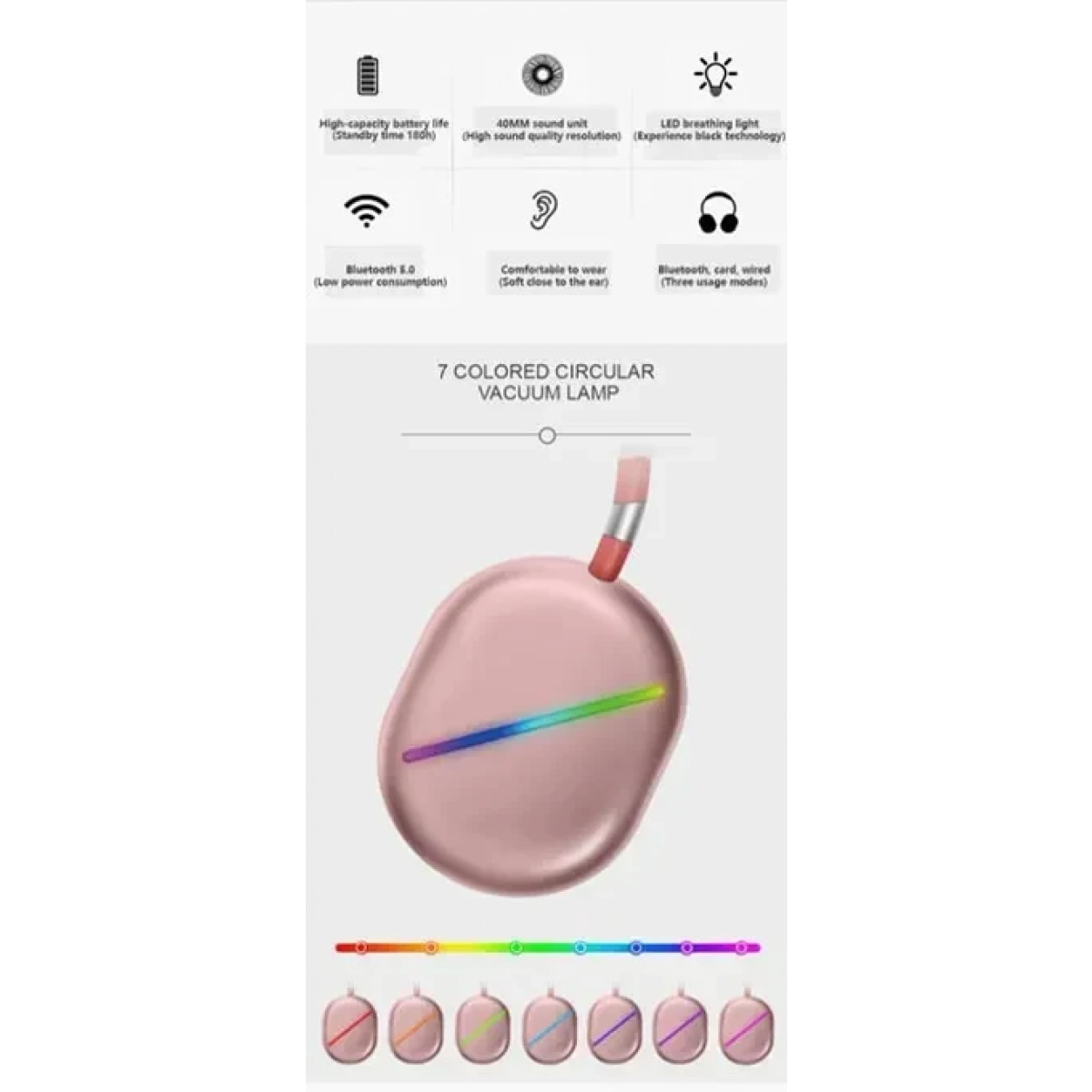 AKZ MAX10 Head-mounted Bluetooth Headset Glowing Bluetooth Stereo Sports Mobile Phone Wireless Headset - Κόκκινο - Image 3