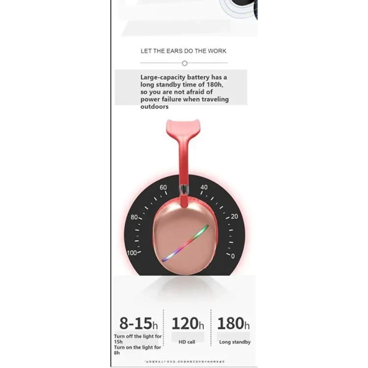 AKZ MAX10 Head-mounted Bluetooth Headset Glowing Bluetooth Stereo Sports Mobile Phone Wireless Headset - Λευκό - Image 3