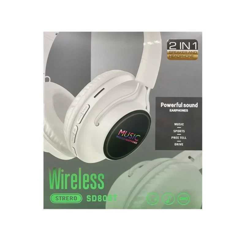 Sd80Bt 2 In 1 Speaker And Headphone Ασύρματα/Ενσύρματα On Ear Ακουστικά Λευκό