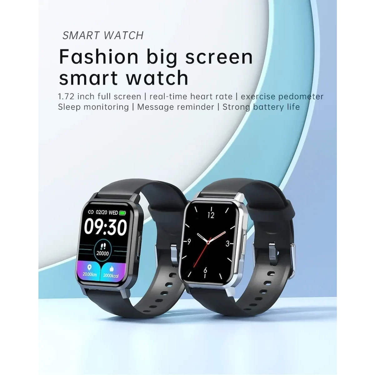 NK15 Smart Watch High Clarity Large Screen Silicone-black - Image 3
