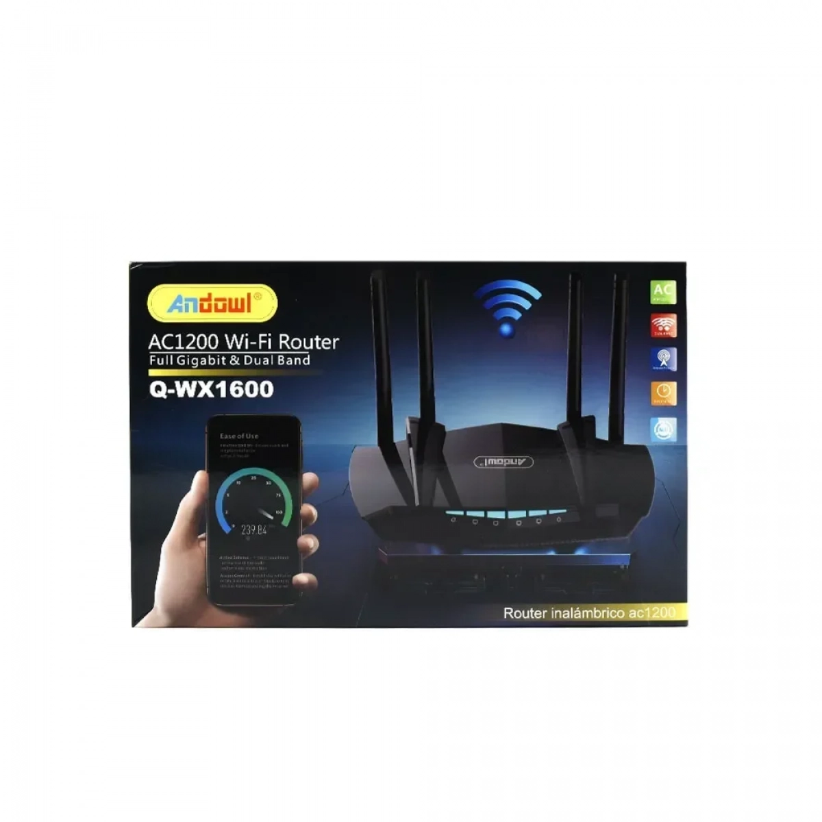 Ασύρματο AC1200 WiFi Router 2.4GHz + 5GHz Full Gigabit Dual Band WPS Andowl Q-WX1600 – Μαύρο - Image 4