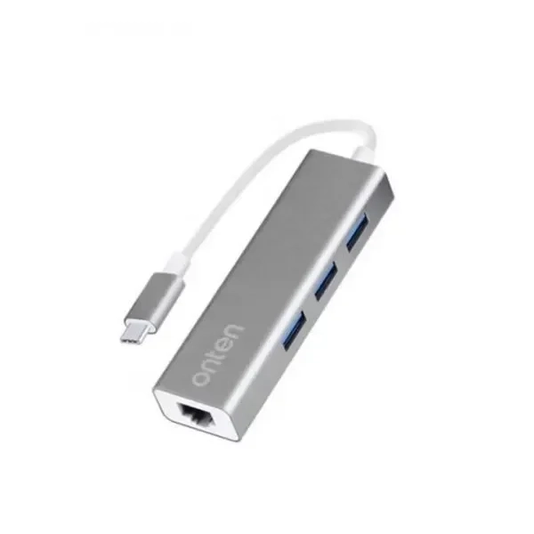 Onten USB-C to 3-Port Hub with Gigabit Internet Adapter(OTN-9595)