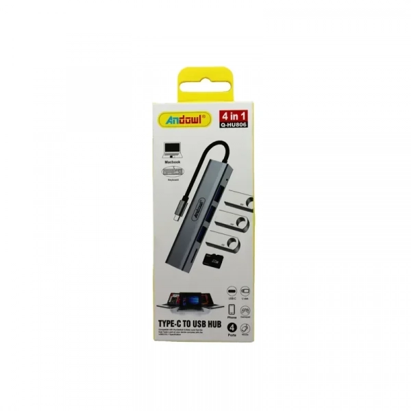 ANDOWL 4 IN 1 TYPE-C TO USB HUB Q-HU806 BLUE