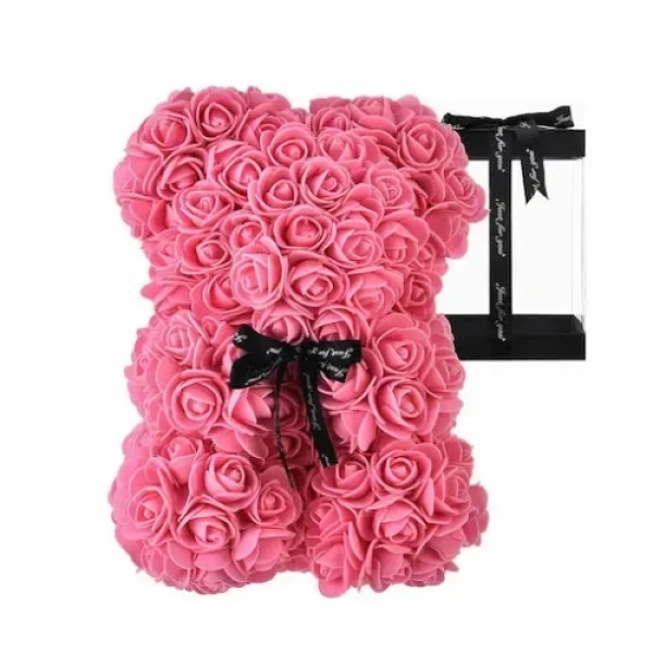 ΑΡΚΟΥΔΑΚΙ ΑΠΟ ΤΕΧΝΗΤΑ ΤΡΙΑΝΤΑΦΥΛΛΑ TEDDY BEAR PINK 25cm
