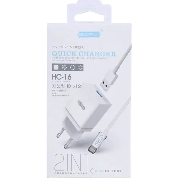 Ezra USB-C Cable & USB Wall Adapter Λευκό (HC16)