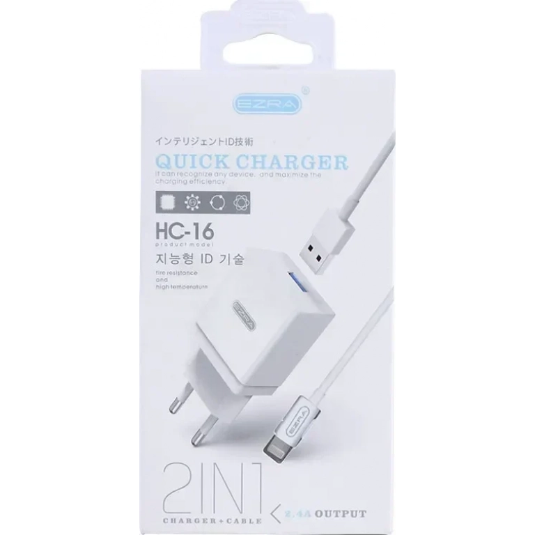 Ezra USB-C Cable & USB Wall Adapter Λευκό (HC16)