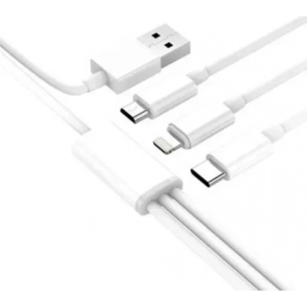 DC06 Ezra Regular Καλώδιο USB σε Lightning / Type-C / Micro USB, λευκό 1.2 μέτρα