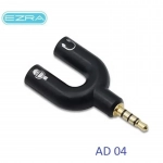 Αντάπτορας ήχου Jack 3.5mm AUX αρσενικό σε 2×3.5mm Jack θηλυκά Ezra AD04 - Μαύρο
