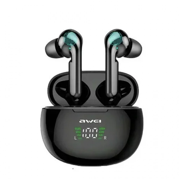 Awei T15P In-ear Bluetooth Handsfree Ακουστικά με Θήκη Φόρτισης Μαύρα