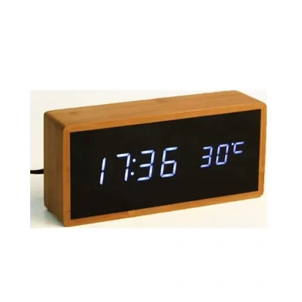 Επιτραπέζιο Ψηφιακό Ρολόι Bamboo Clock