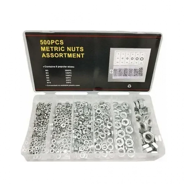 Tradesor Metric Nuts 500 Pcs παξιμάδια σε πλαστική θήκη 678962