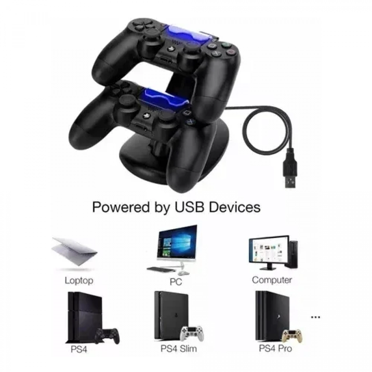 Διπλή Βάση Φόρτισης Χειριστηρίων PS4 Slim & Pro – Dual Charge Stand OEM