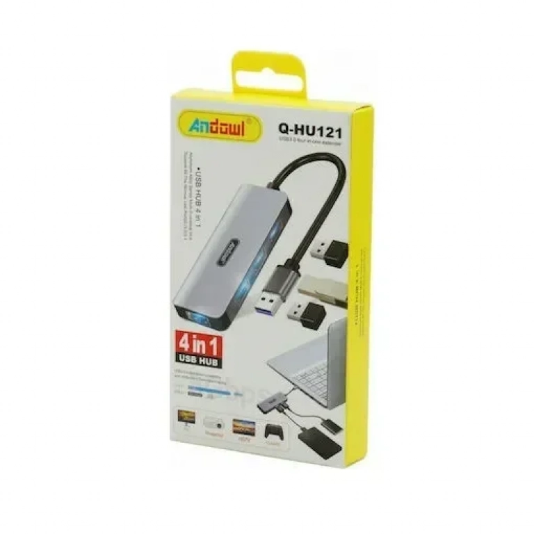 USB Hub 4 θυρών Andowl Q-HU121 Ασημί