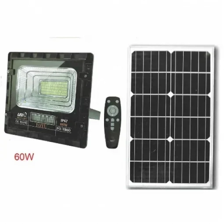 Αδιάβροχος Ηλιακός Προβολέας LED 60w Με Πάνελ & Τηλεχειριστήριο IP67 FOYU F0-T860