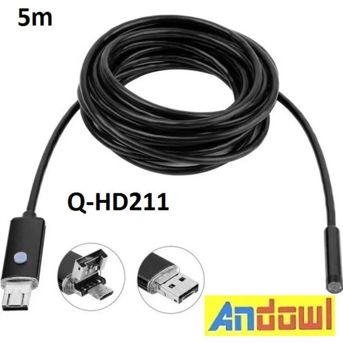 Αδιάβροχη κάμερα ενδοσκόπιο 5m USB 6LED Q-HD211 ANDOWL