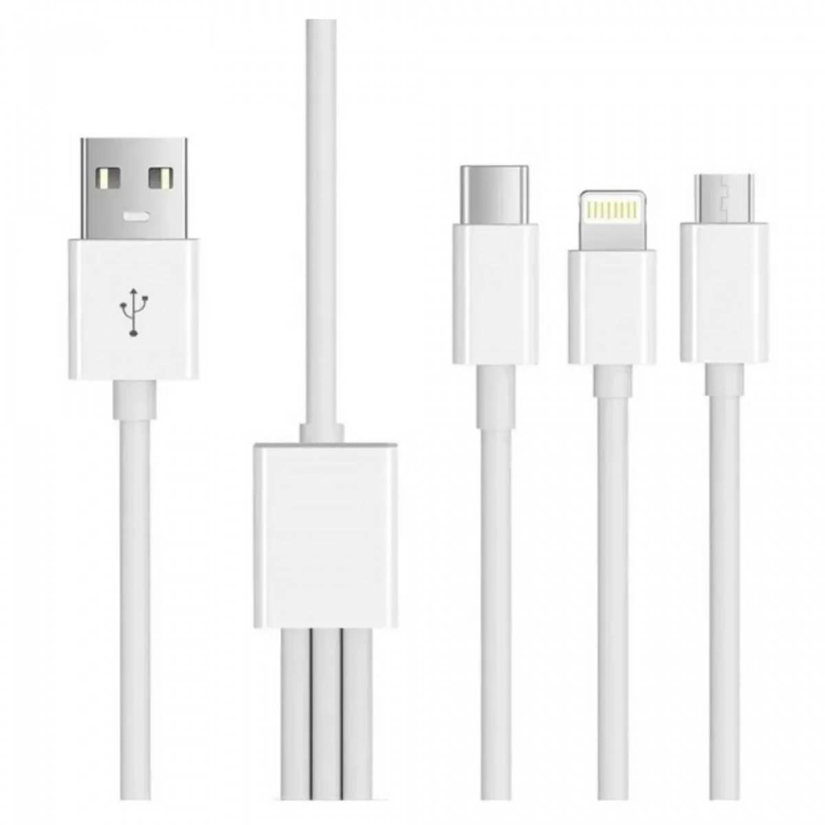 DC06 Ezra Regular Καλώδιο USB σε Lightning / Type-C / Micro USB, λευκό 1.2 μέτρα - Photo2