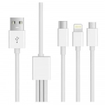DC06 Ezra Regular Καλώδιο USB σε Lightning / Type-C / Micro USB, λευκό 1.2 μέτρα - Photo2