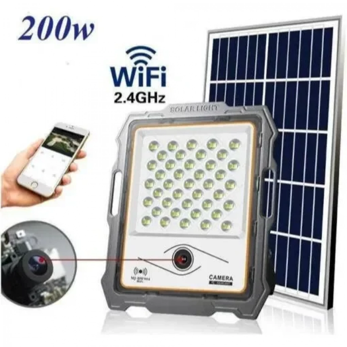 Ηλιακός Προβολέας 200W με Ενσωματωμένη Κάμερα HD WIFI MJ-DW902