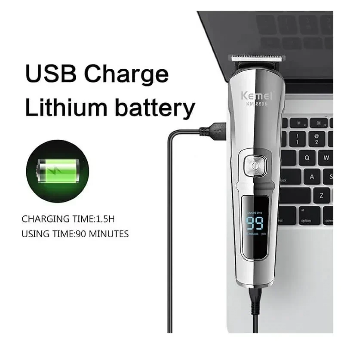 Kemei KM-8508 Επαναφορτιζόμενη κουρευτική – ξυριστική μηχανή με 6 κεφαλές 11 σε 1