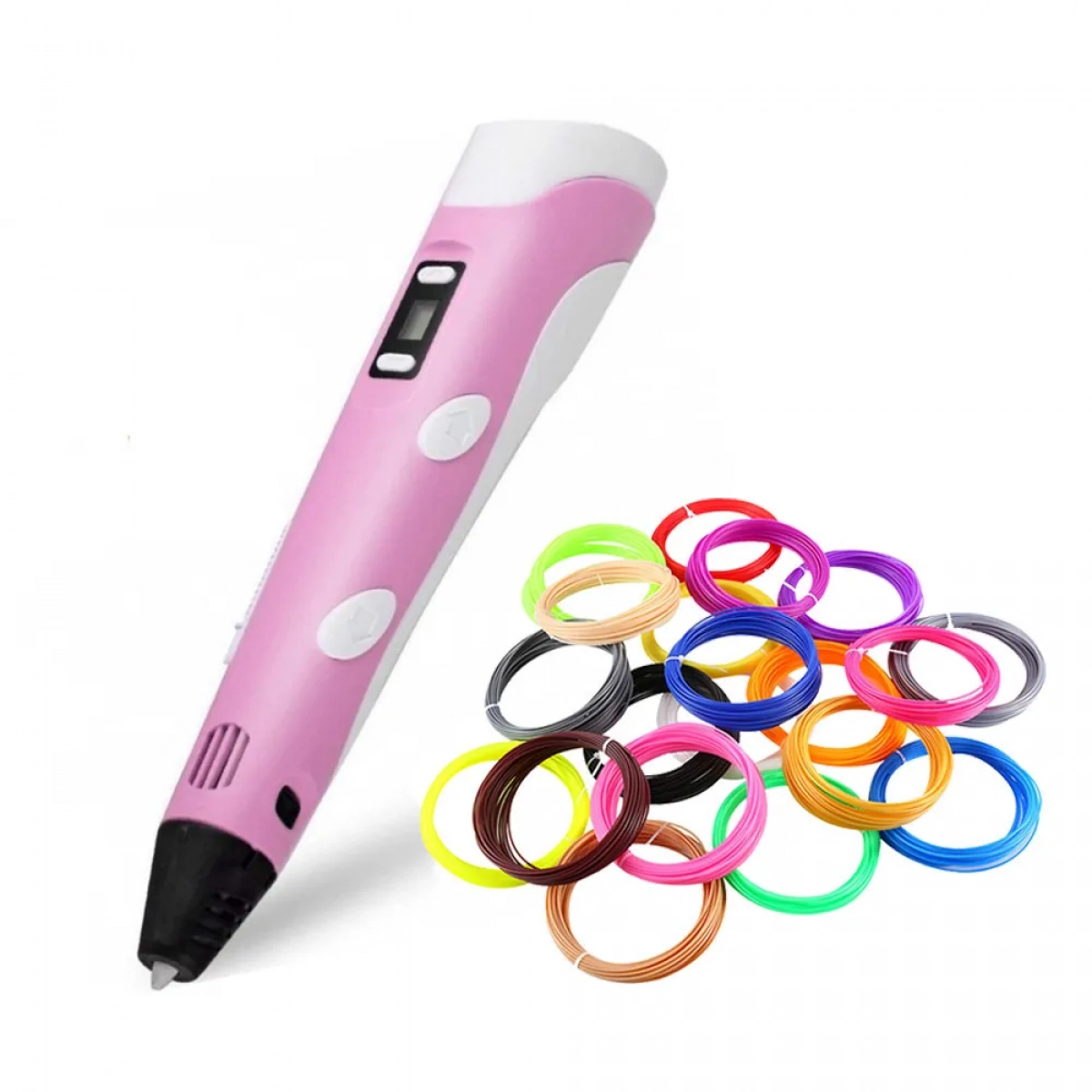 Σετ 3D Pen Στυλό Τρισδιάστατης Εκτύπωσης με 10 Επιπλέον Νήματα Ροζ
