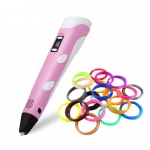 Σετ 3D Pen Στυλό Τρισδιάστατης Εκτύπωσης με 10 Επιπλέον Νήματα Ροζ