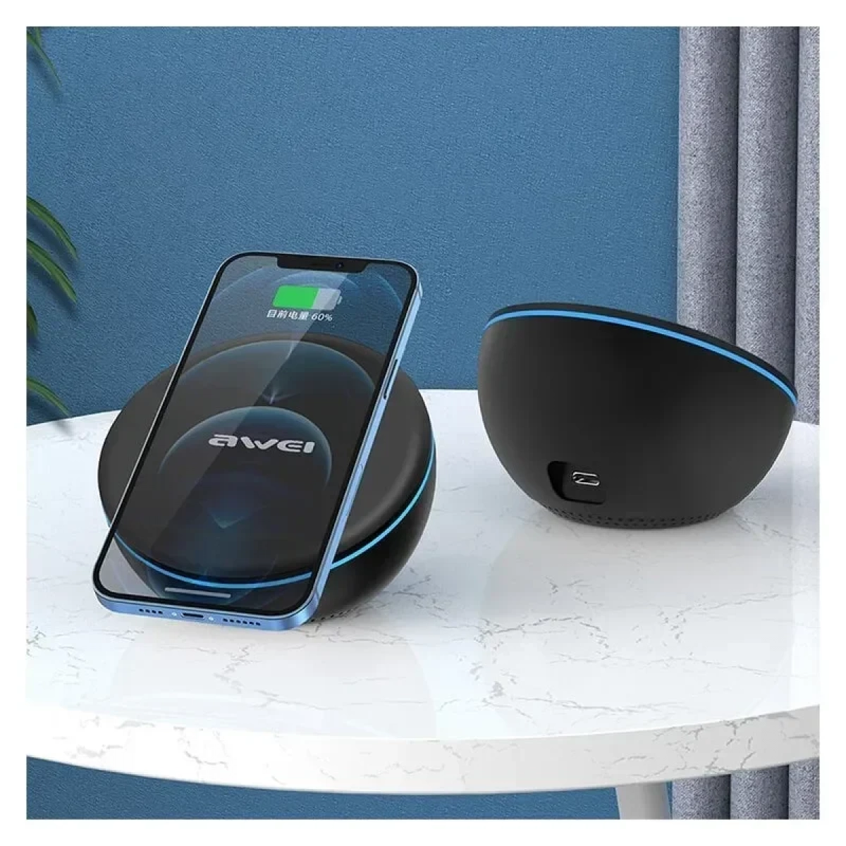 Awei Wireless Charging Pad Ασύρματος φορτιστής Μαύρο (W11)