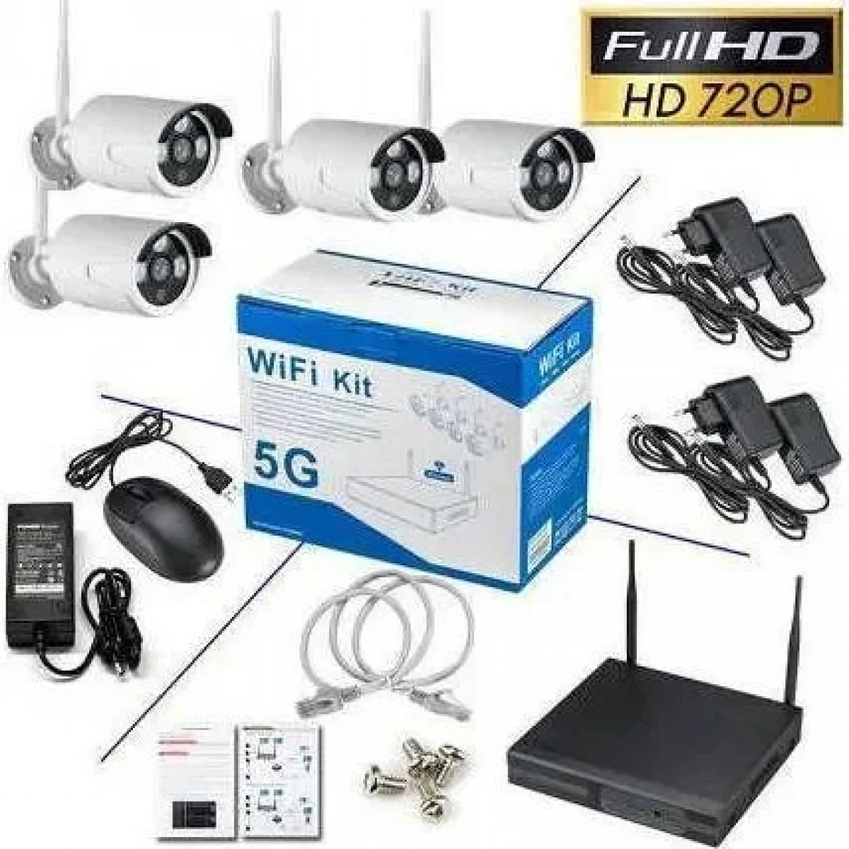 Ολοκληρωμένο Σύστημα CCTV Wi-Fi με 4 Ασύρματες Κάμερες-5G- 22194