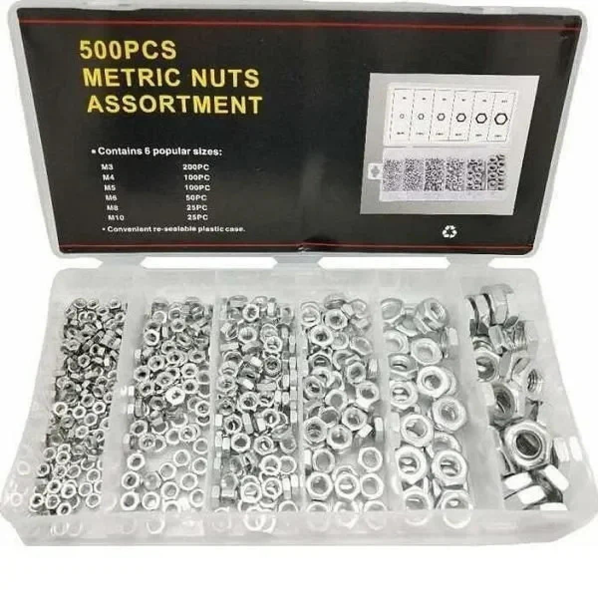 Tradesor Metric Nuts 500 Pcs παξιμάδια σε πλαστική θήκη 678962