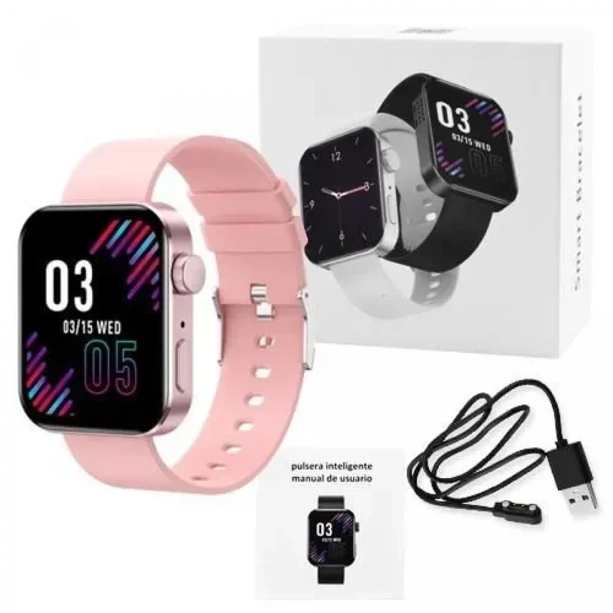 NK20 43mm Smartwatch με Παλμογράφο (Ροζ)