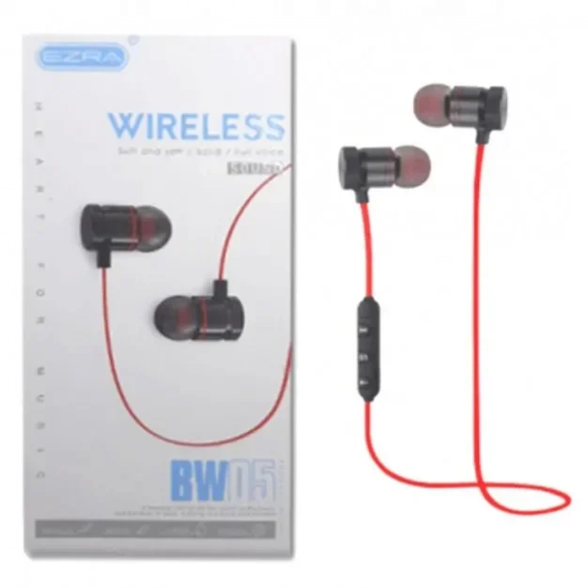 Ezra BW05 In-ear Bluetooth Handsfree Μαύρο/Κόκκινο