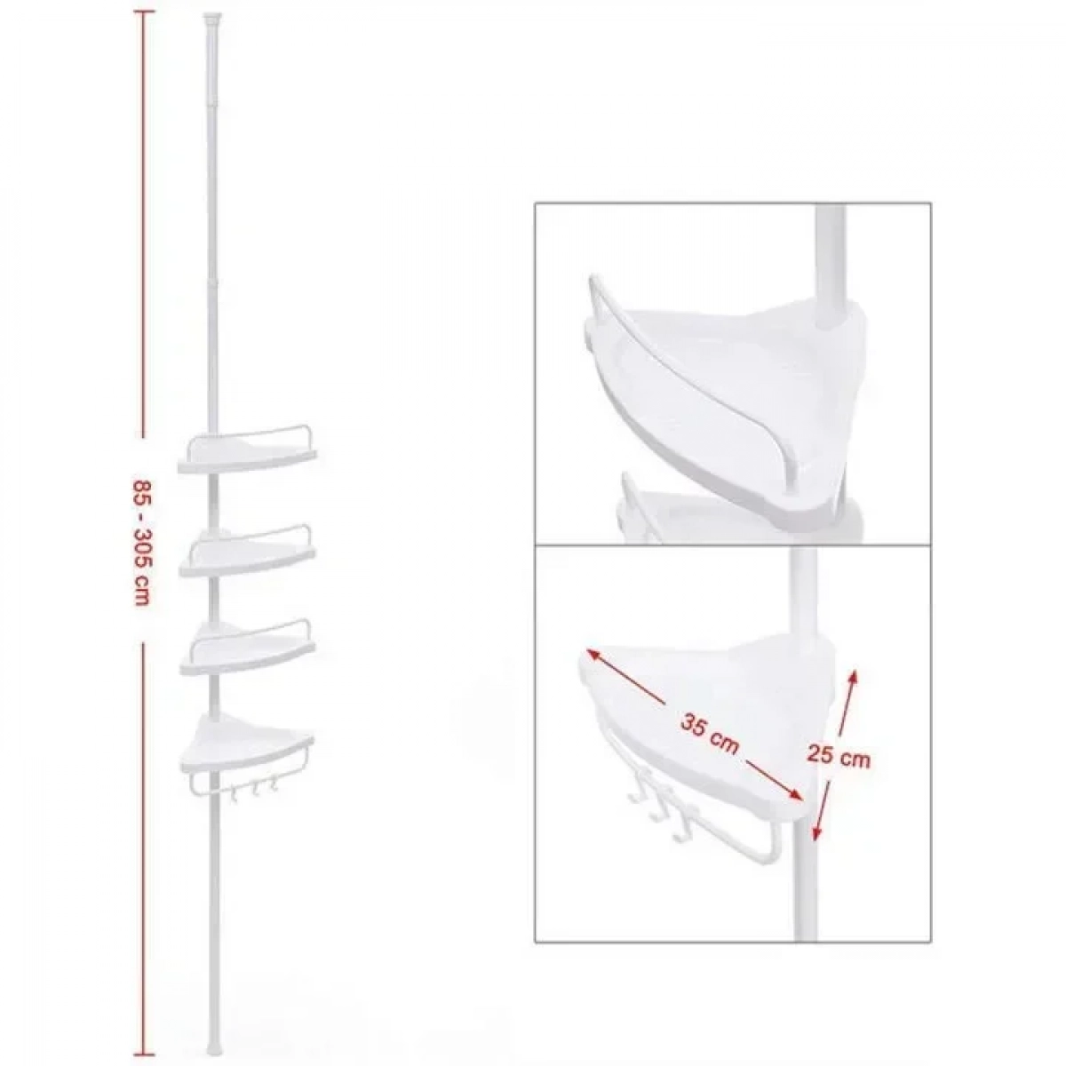 Εταζέρα Μπάνιου με 4 Ράφια 85 -305 cm Songmics BCB001A
