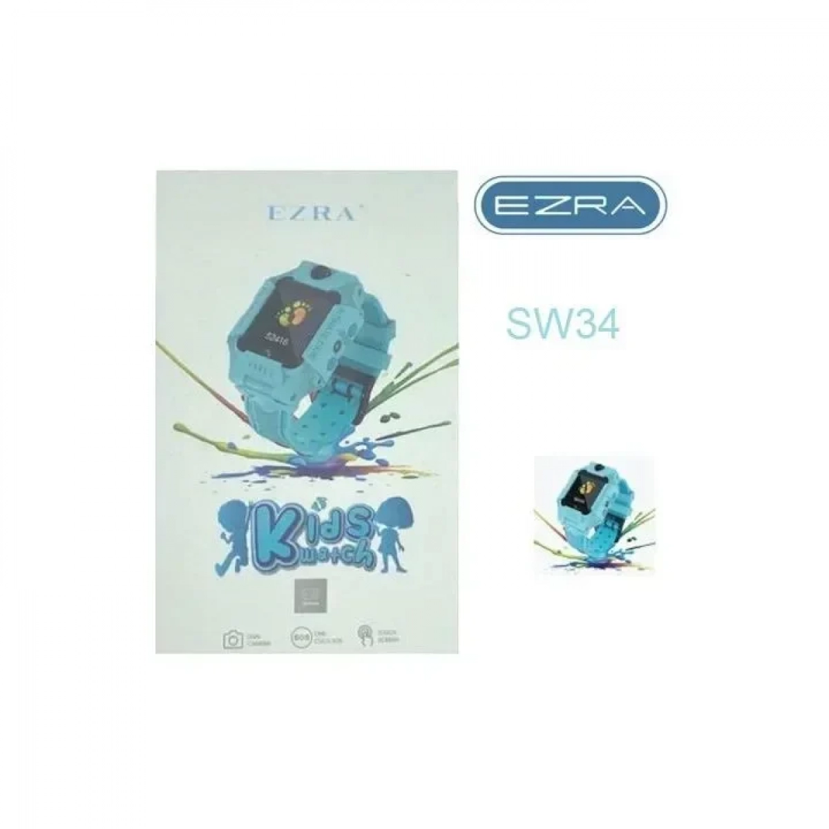 Ezra SW35 Παιδικό Smartwatch με Καουτσούκ/Πλαστικό Λουράκι Μπλε