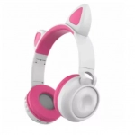 Ασύρματα Ακουστικά Bluetooth Cat Ears ZW028 - Λευκό/Ροζ
