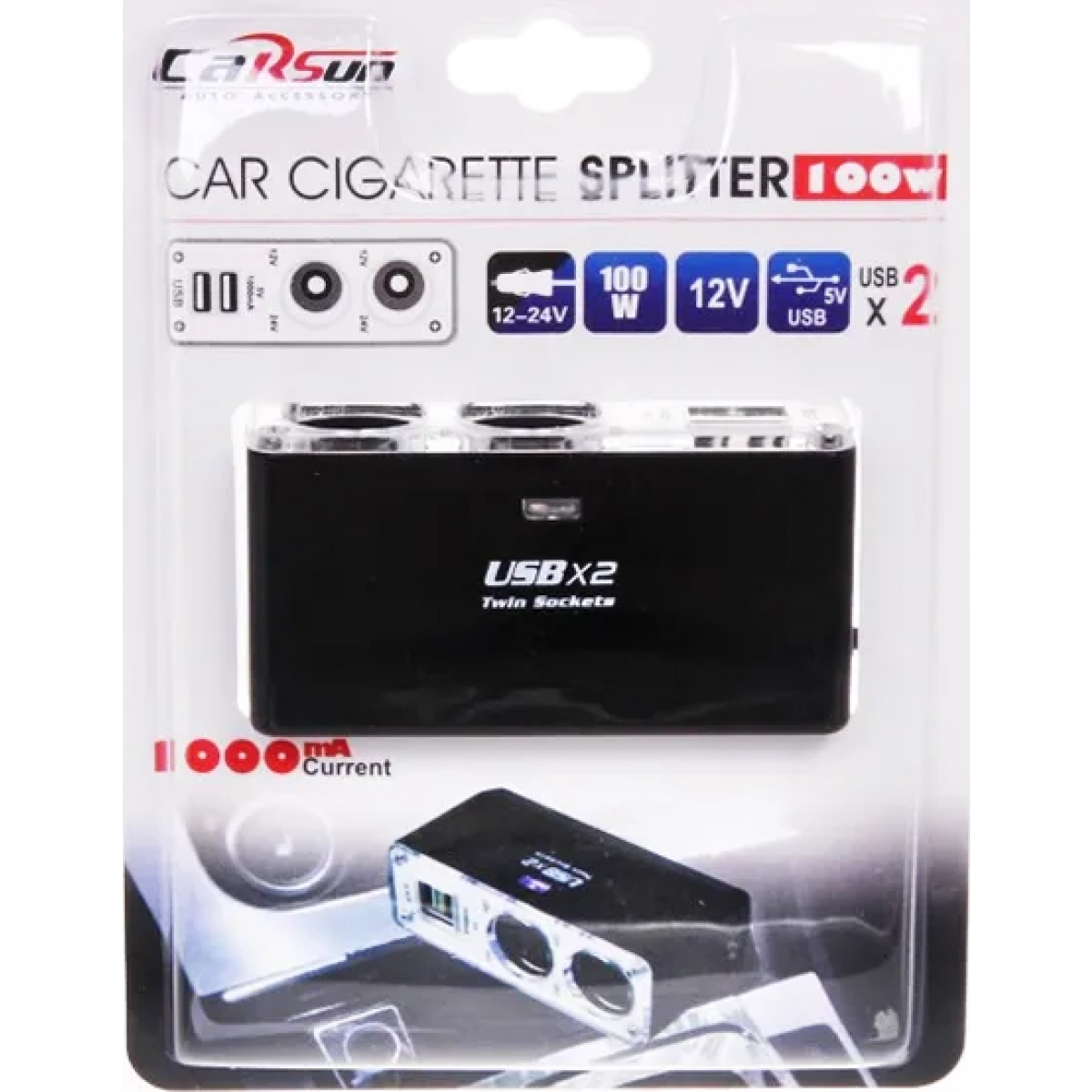 Φορτιστής Αυτοκινήτου C1200 με Θύρες: 2xUSB 2xΑναπτήρα - Image 5
