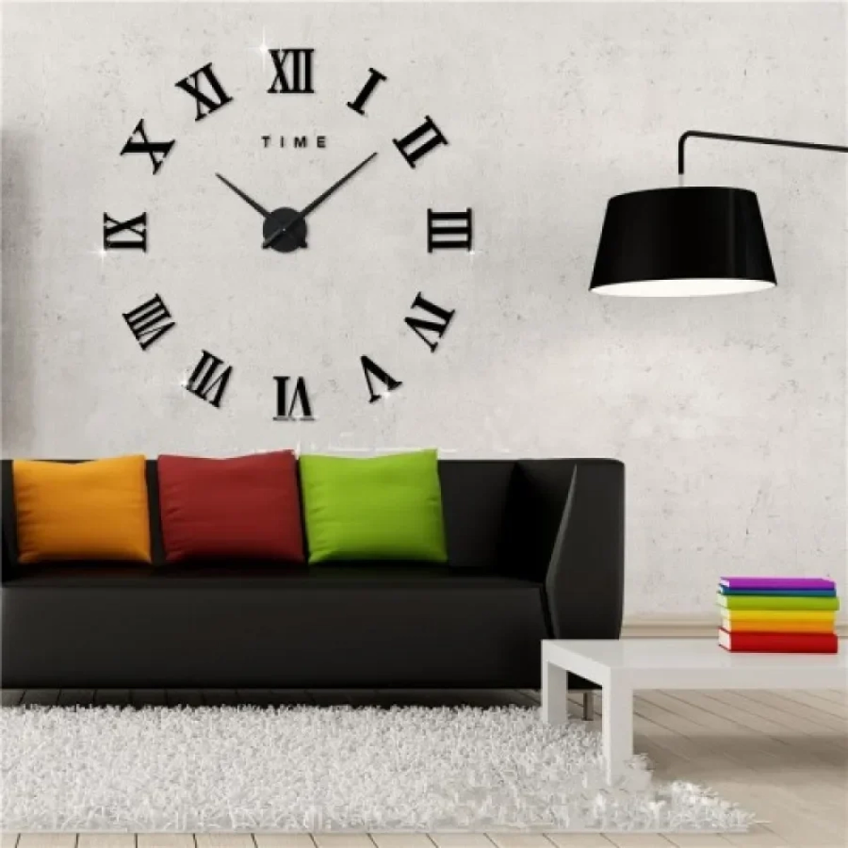3D Ρολόι Τοίχου Roman Numbers DIY Μικρό (50 - 70cm) - Black