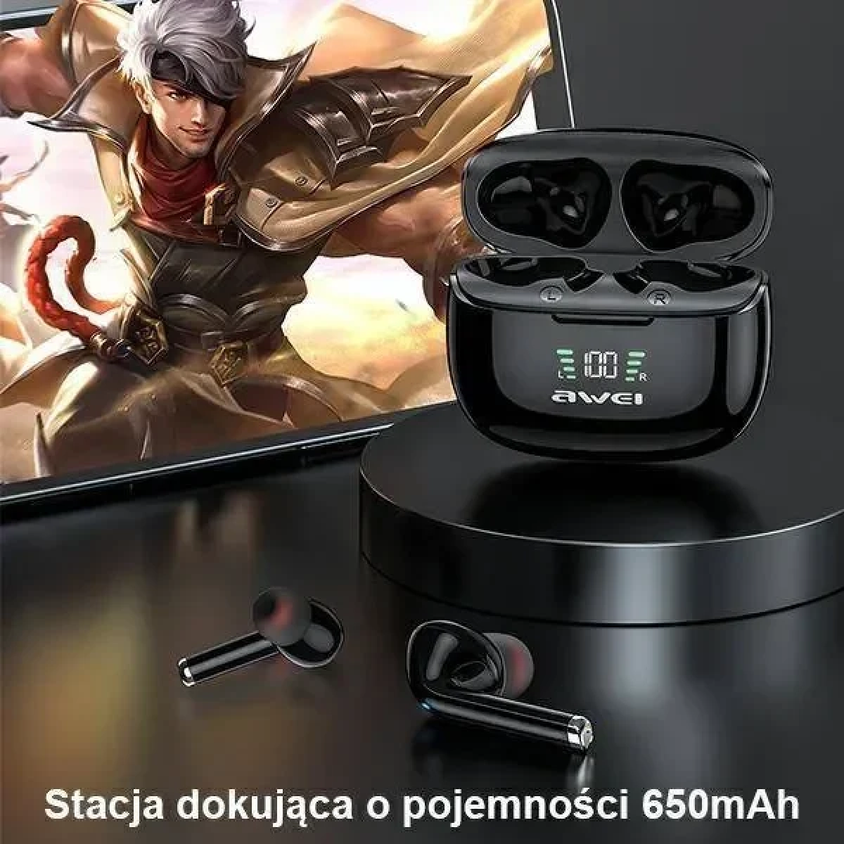 Awei TWS TA8 Earbud Bluetooth Handsfree Μαύρο