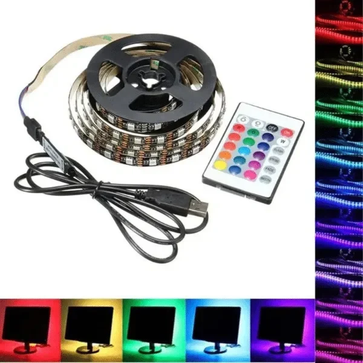 Ταινία LED RGB 2m με Τηλεχειριστήριο USB (5V) 05003TVL50CL - Image 3