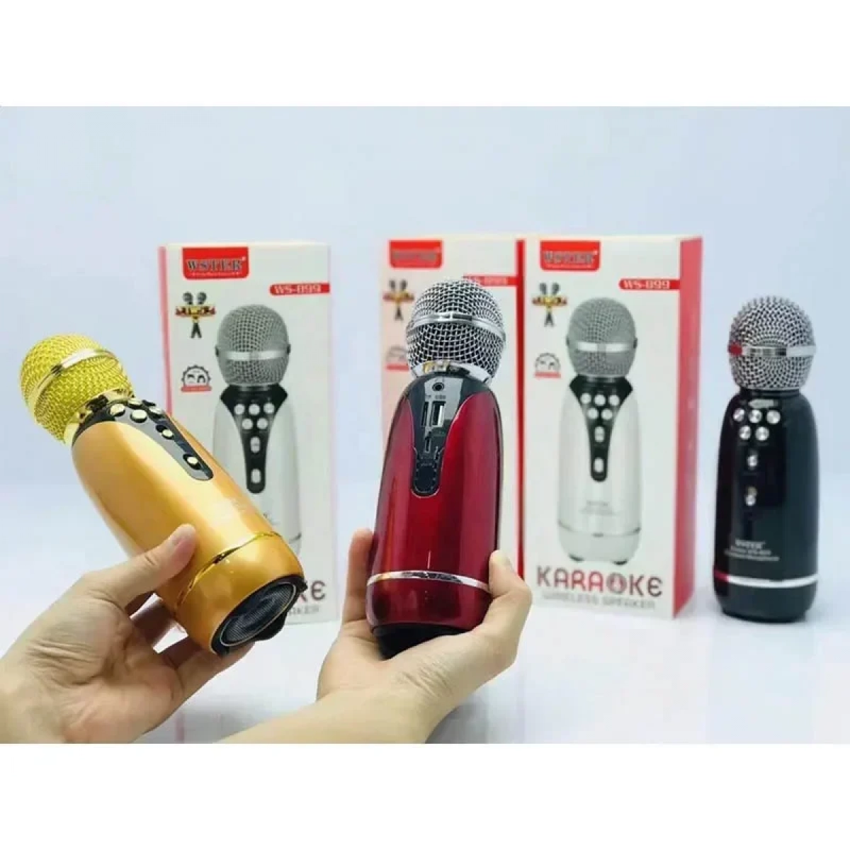 WSTER Ασύρματο Μικρόφωνο Karaoke WS-899 σε Κόκκινο Χρώμα
