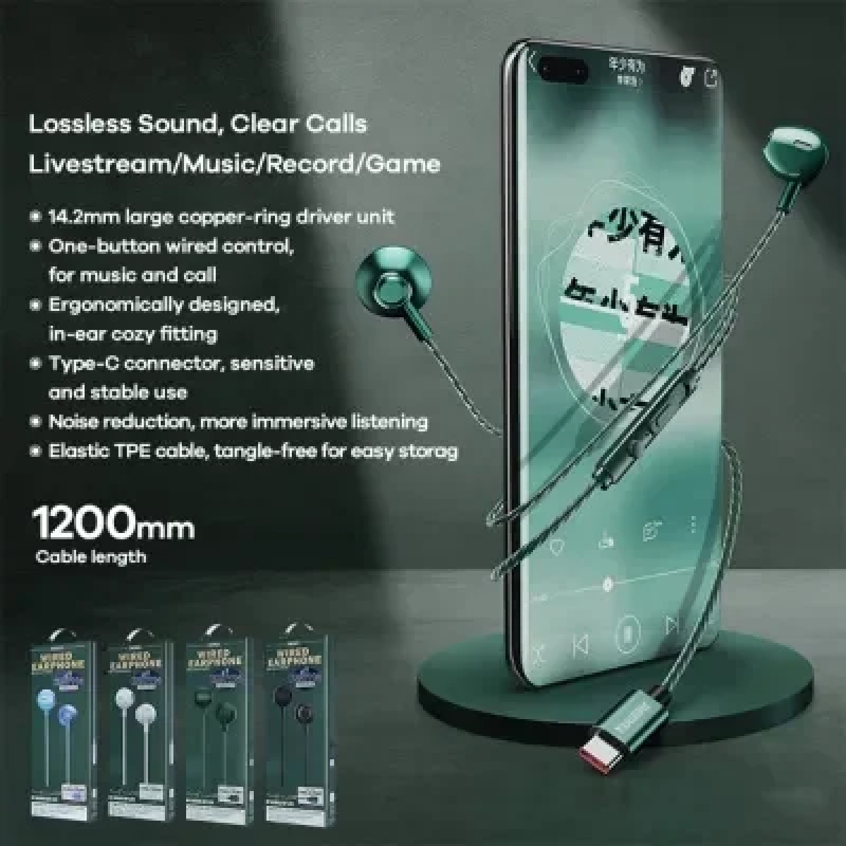 Remax RM-711i In-ear Handsfree με Βύσμα USB-C Μαύρο