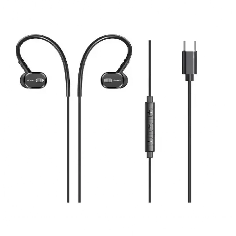 Awei TC-6 In-ear Handsfree με Βύσμα USB-C Μαύρο