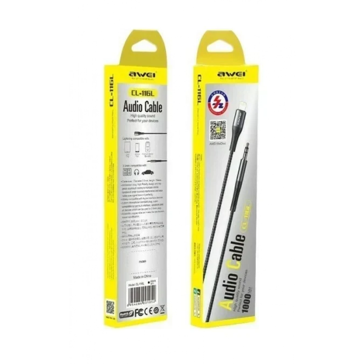 Awei CL-116L Braided 3.5mm to Lightning Cable Μαύρο 1m