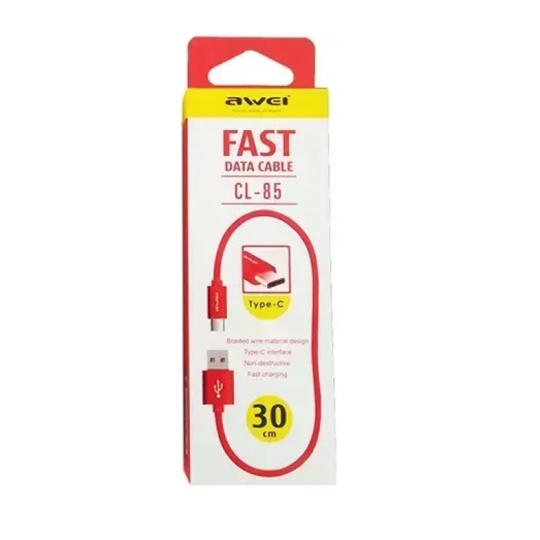 Awei CL85 USB 2.0 Cable USB-C male – USB-A male Κόκκινο 0.3m
