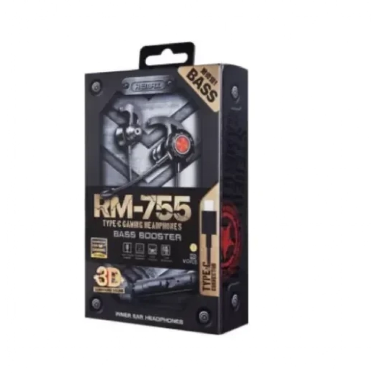 Remax RM-755 In-ear Handsfree με Βύσμα USB-C Μαύρο