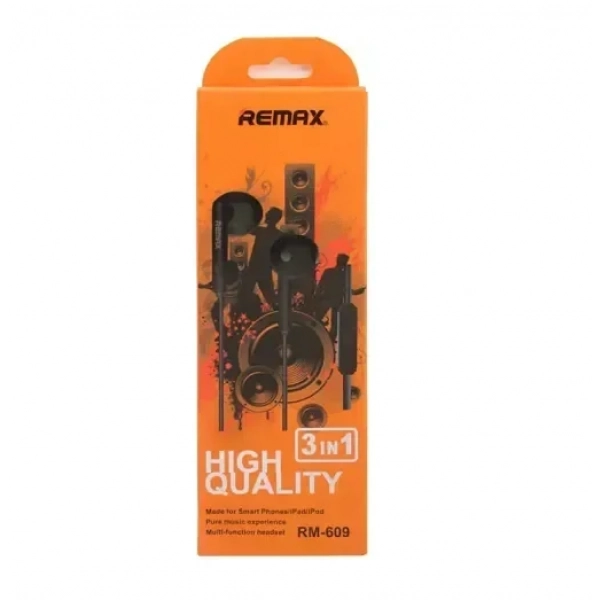 Remax RM-609 Earbuds Handsfree με Βύσμα 3.5mm Μαύρο