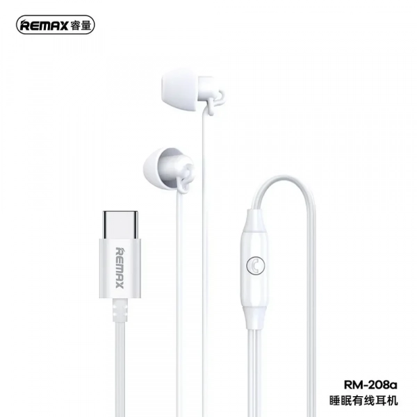 Remax RM-208a In-ear Handsfree με Βύσμα USB-C Λευκό