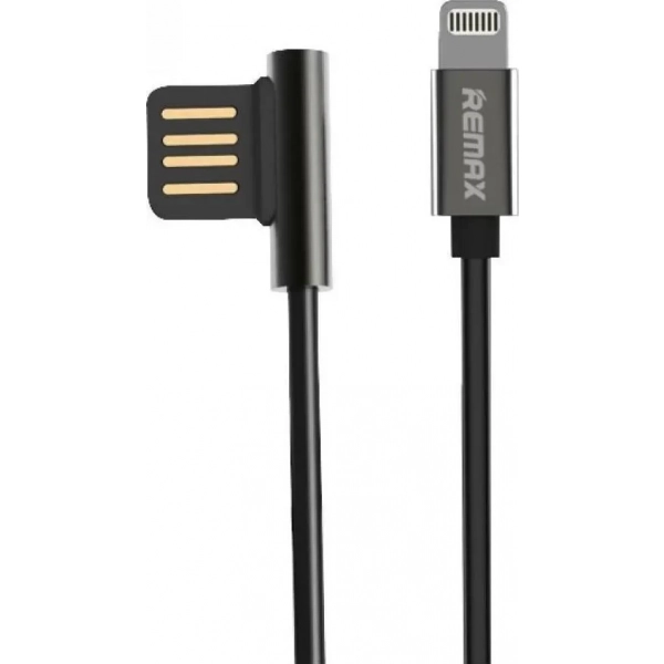 Remax Angle (90°) / Regular USB to Lightning Cable Μαύρο 1m (Emperor)